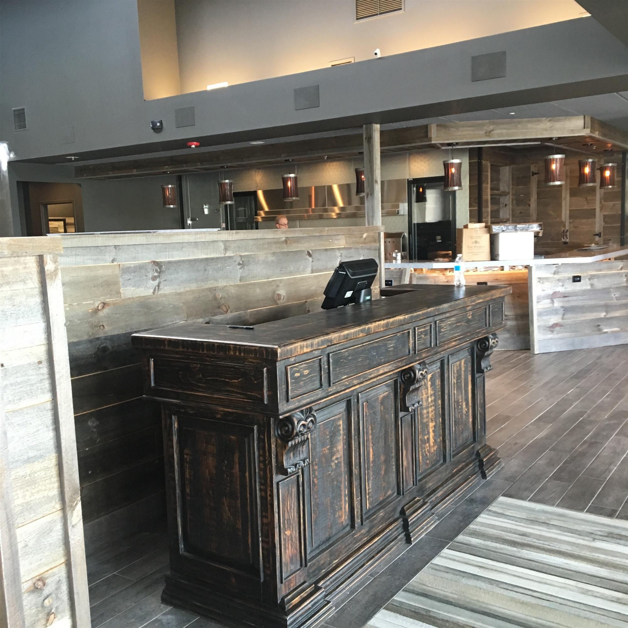 Interior painting & wood finishing in Hartford Business Hartford Commercial Painting Contractors completed the wood refinishing and staining inside this business
